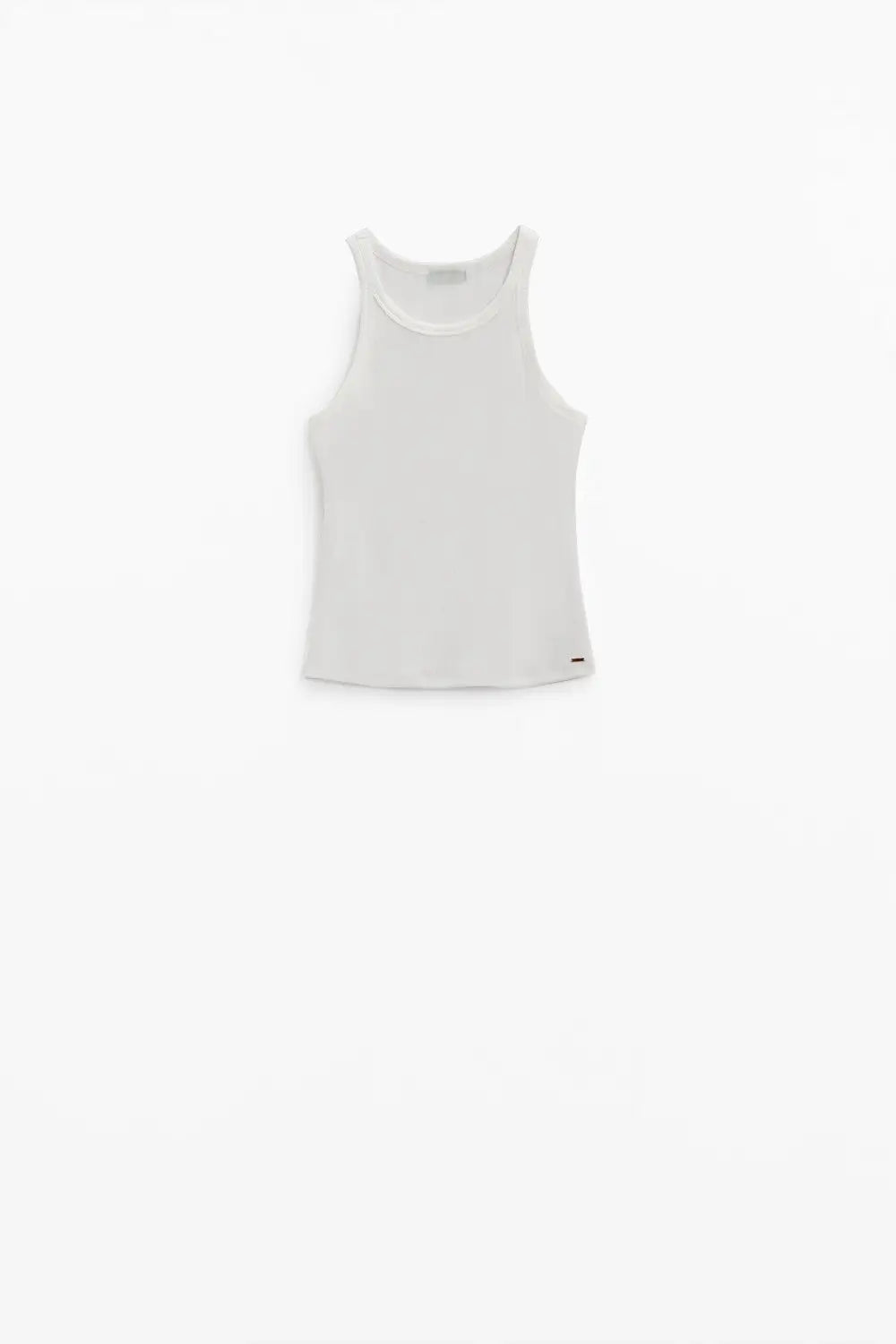 Sleeveless White Top With Ribbed Details - T-Shirts Tops