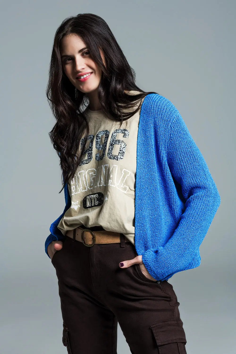 Open Blue Cardigan in Light Open Knit - Cardigans