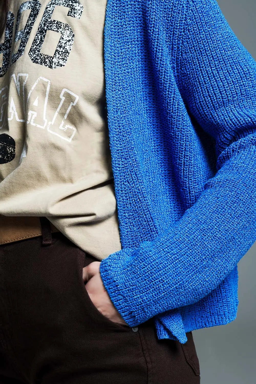 Open Blue Cardigan in Light Open Knit - Cardigans