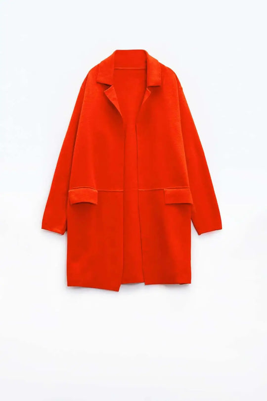 Oversized collar maxi cardigan in orange - ORANGE / ONE - Cardigans