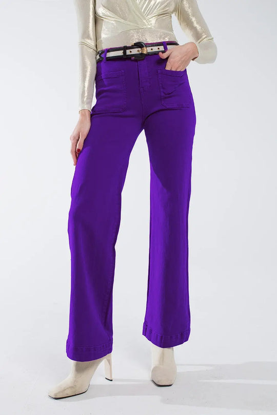 Purple flair jeans with large front pockets - Colored Jeans