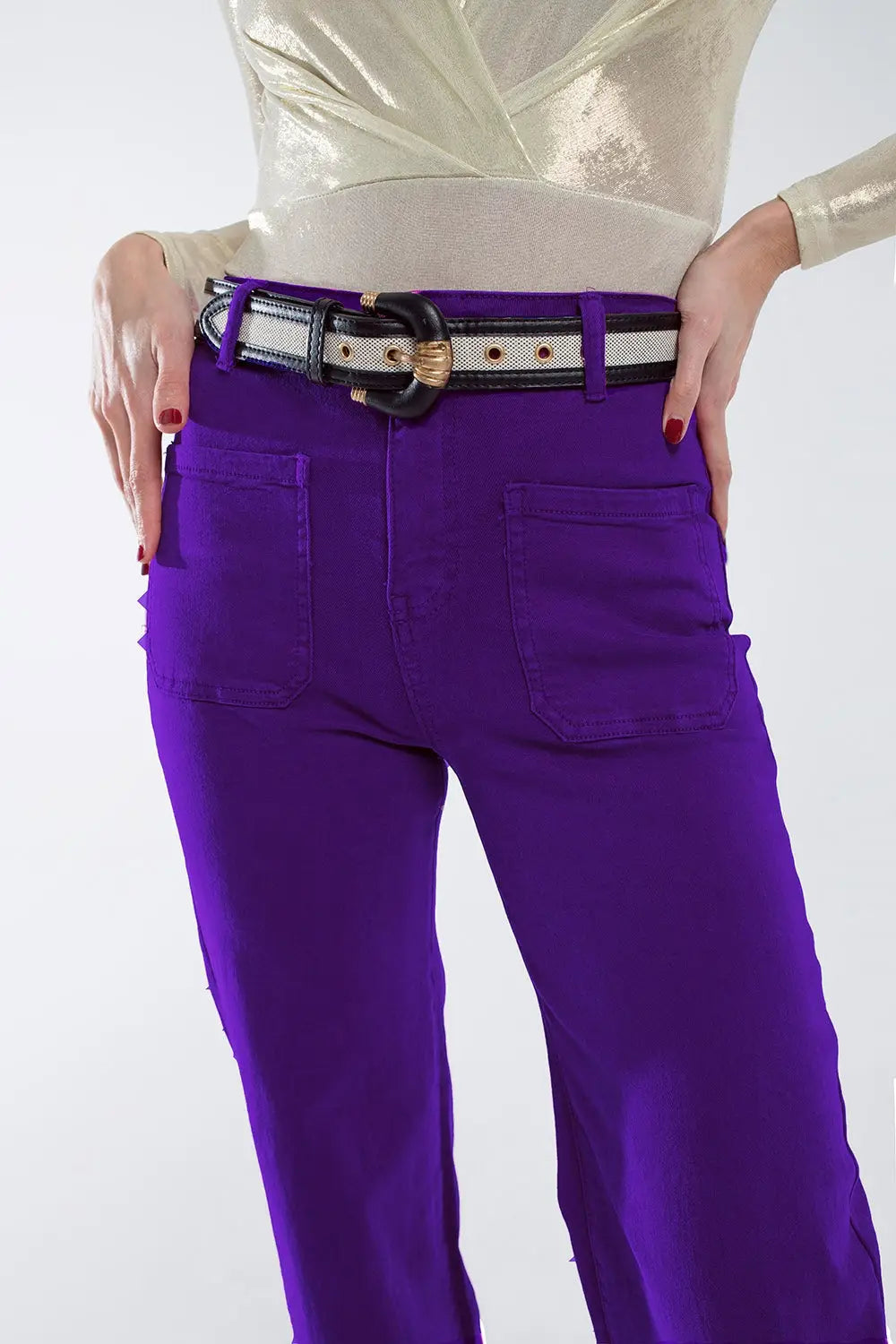 Purple flair jeans with large front pockets - Colored Jeans