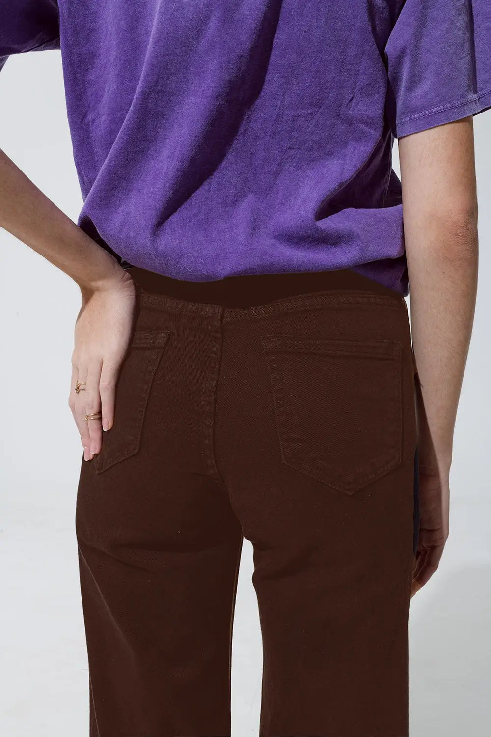 Brown straight leg jeans with gold metallic glow - Colored Jeans