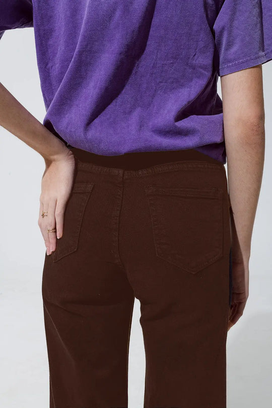 Brown straight leg jeans with gold metallic glow - Colored Jeans
