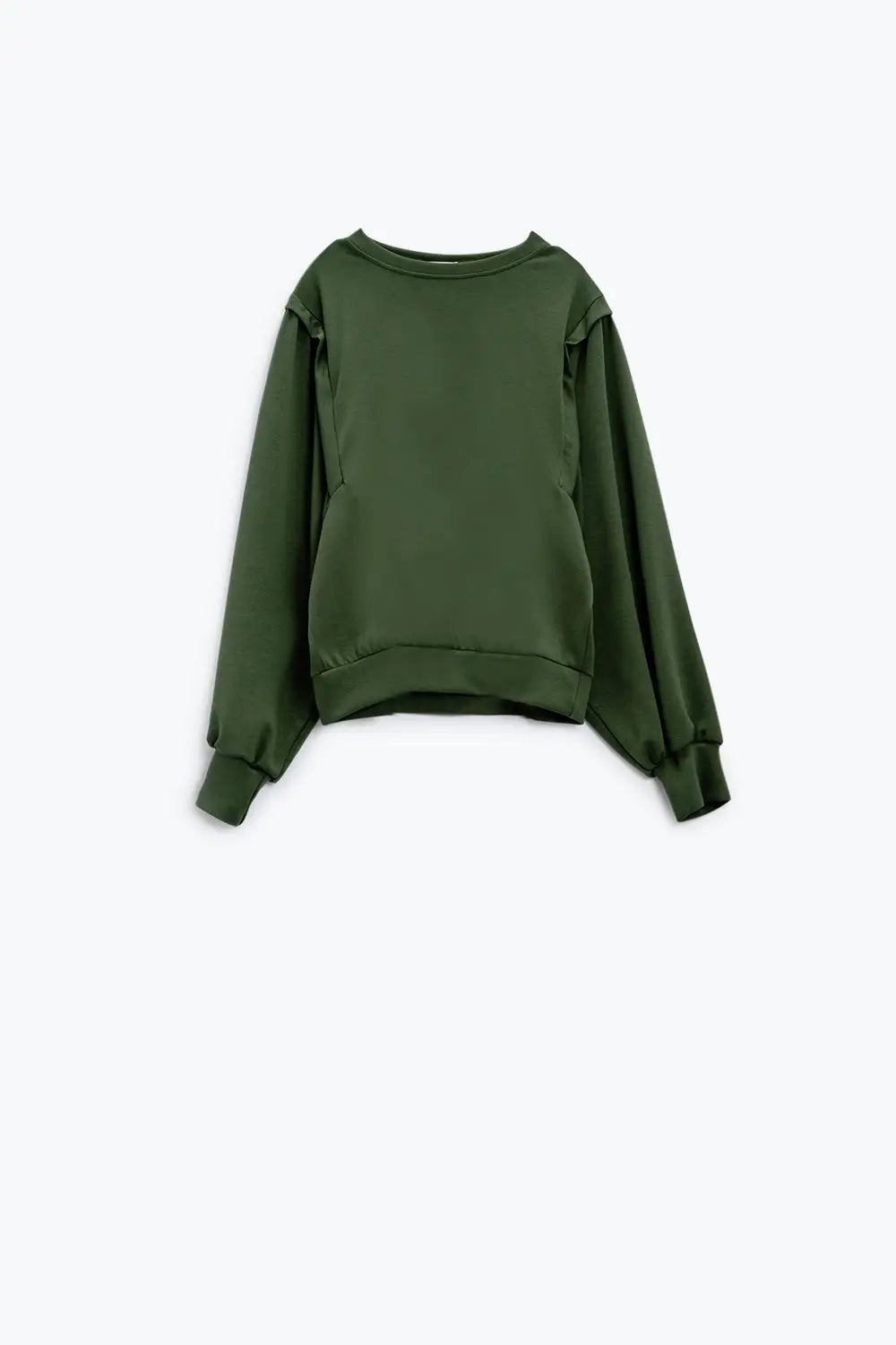 Khaki long-sleeved sweatshirts with frontal sewn details on the sides - KHAKI / ONE - Sweaters