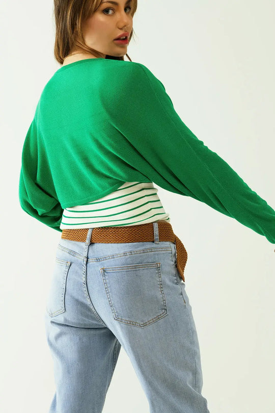 green fine knit bolero cardigan - Cardigans