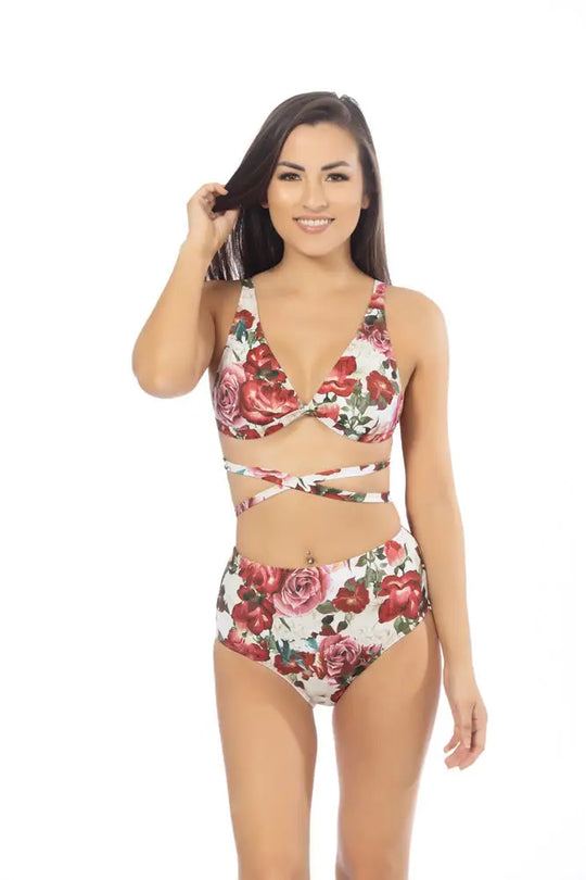 ROSE HALTER WRAP TOP BIKINI SET - S - Bikini