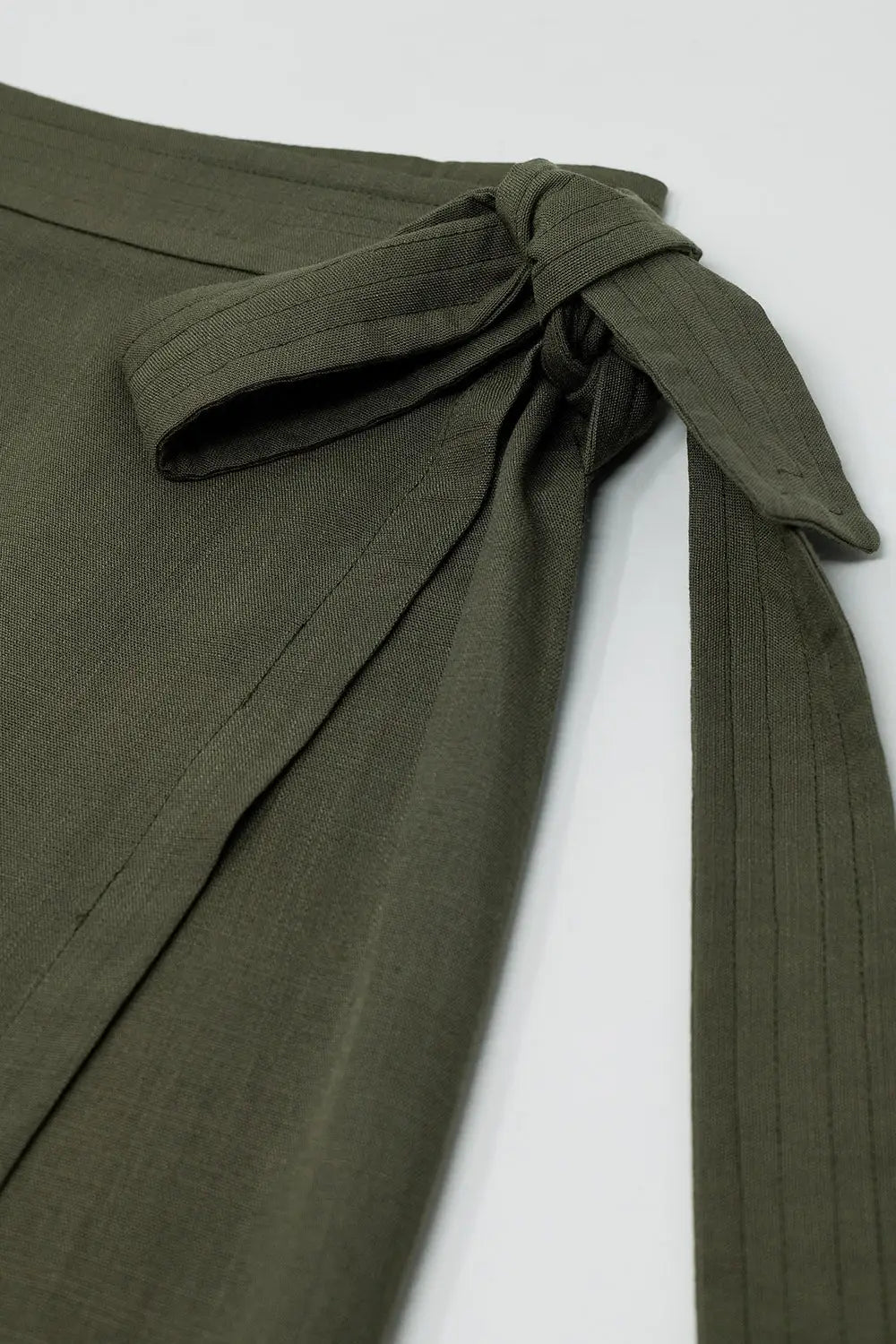 Khaki mid-length skirt with one pocket and a lace detail - Skirts