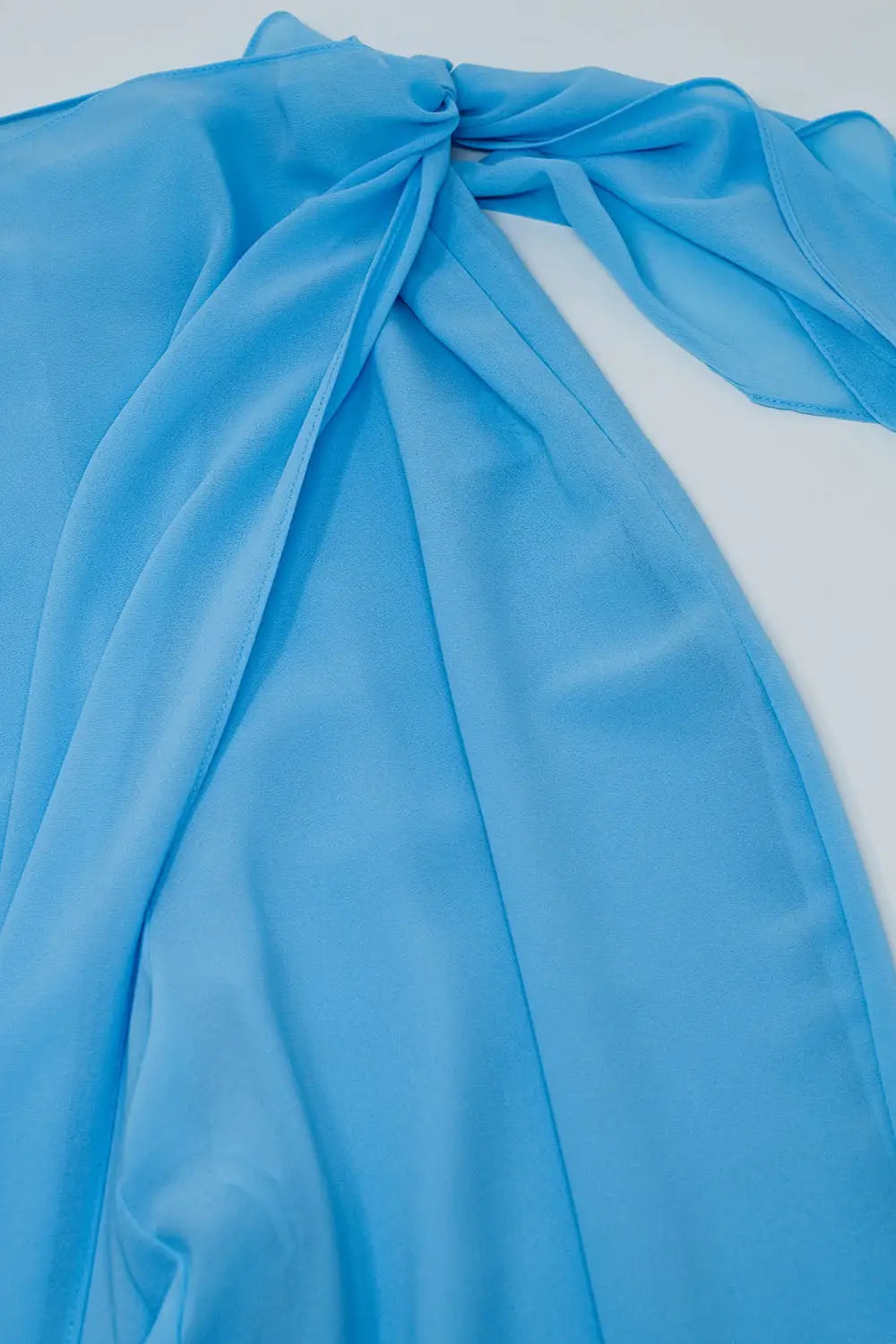 Wide Light blue Pants Overlay Skirt Tied At The Side - Pants