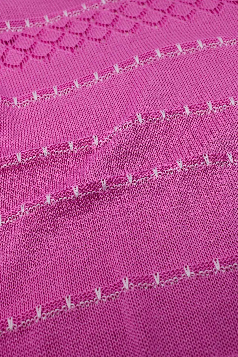 Fuchsia Midi Sleeveless Dress With V-neck and Crochet Design - PINK / ONE - Dresses