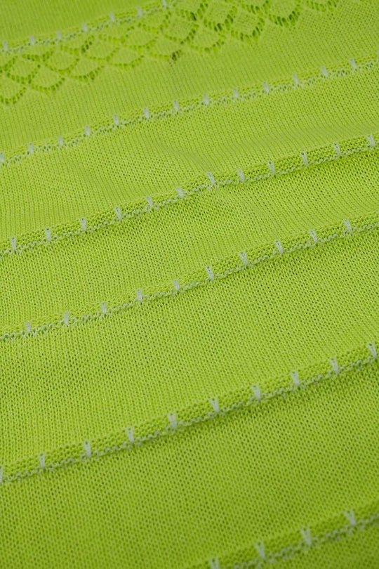 Lime midi sleeveless dress with v-neck and crochet design - YELLOW / ONE - Dresses