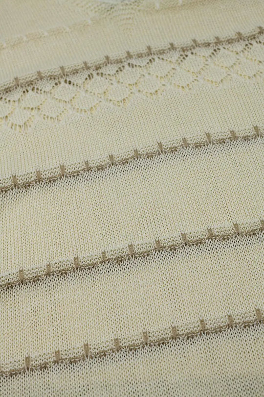 Cream Midi Sleeveless Dress With V-neck and Crochet Design - BEIGE / ONE - Dresses