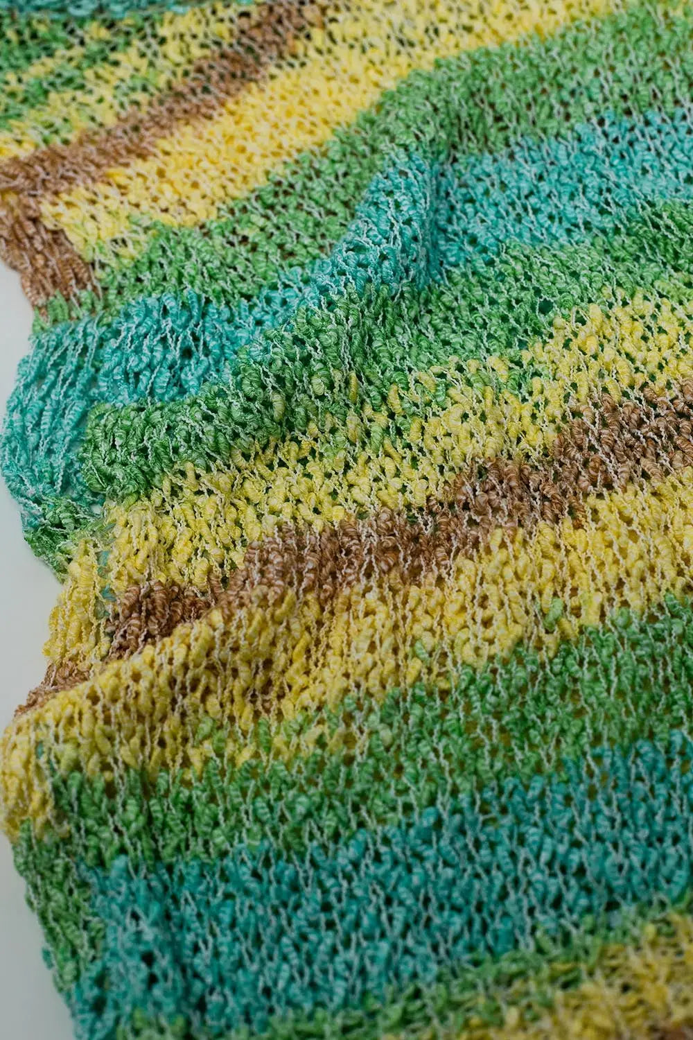 Knitted Multicolor Sleeveless Sweater With Stripes and Crew Neckline - GREEN / ONE - Sweaters