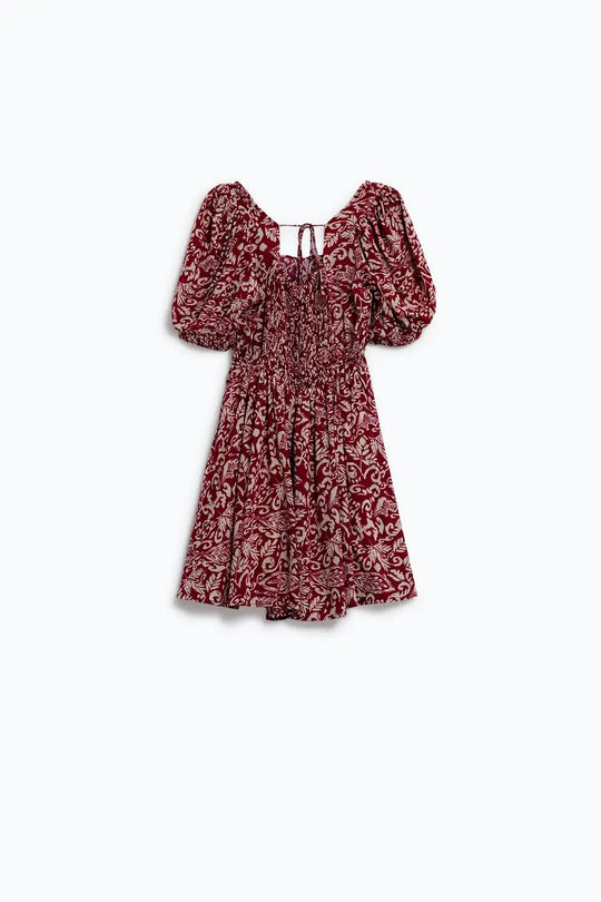 short floral print dress with gathered back - Dresses
