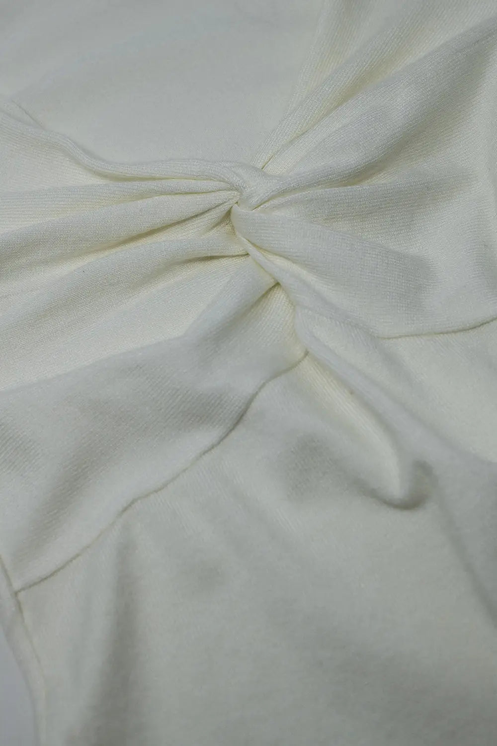 White Long Sleeve Shirt With Knot Detail and V-neck - Sweaters