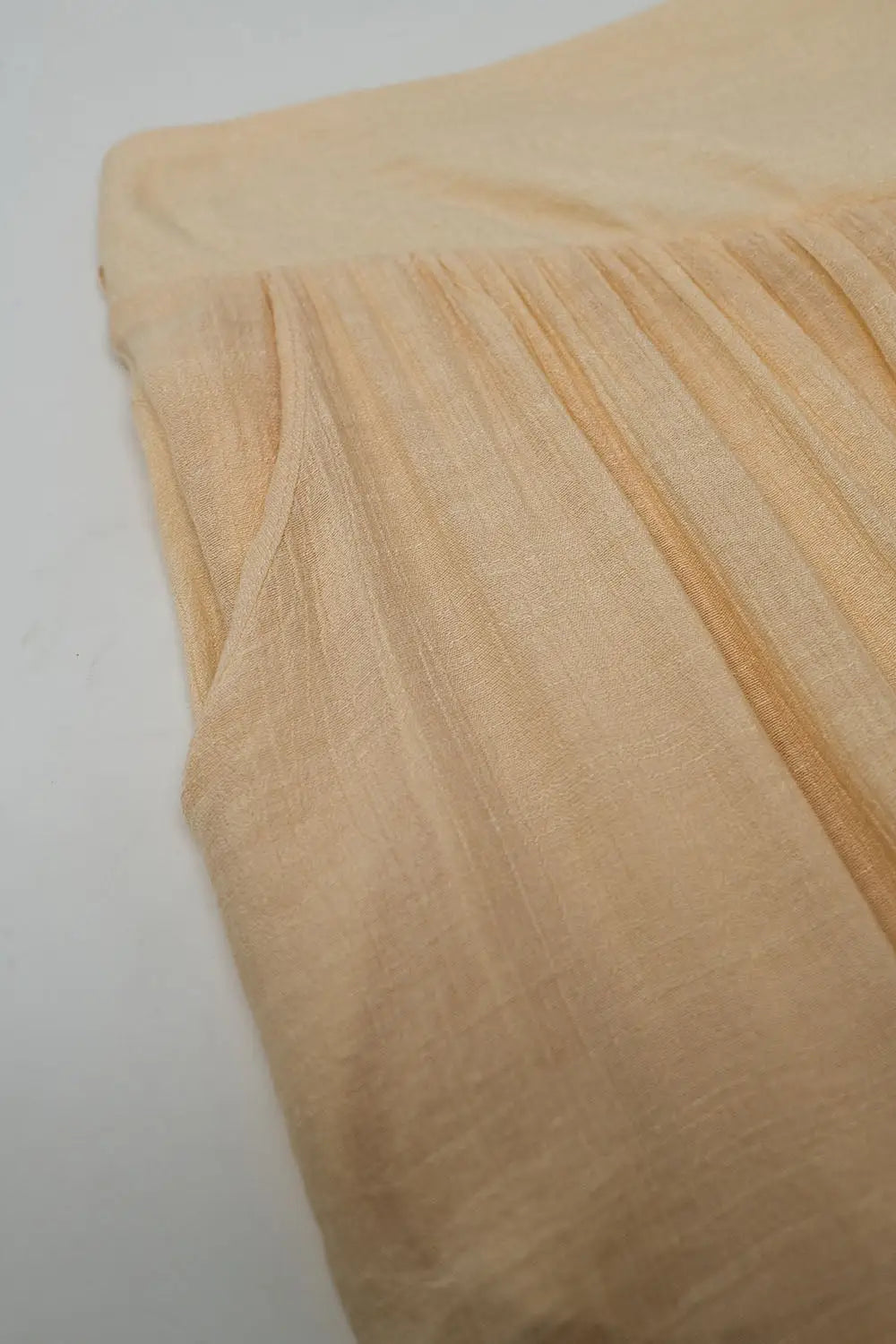 Beige Palazzo style Pants With Side Pockets And Thick Waist Band - Pants