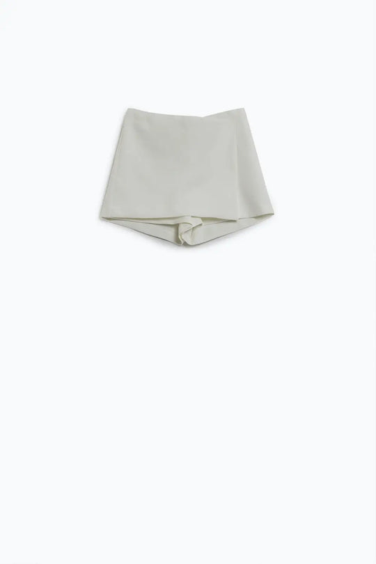 Wrap Mini Skort in White - Skirts Pants