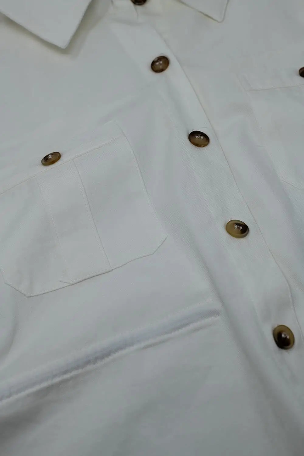 Button Up White Shirt With Chest Pockets - Shirts