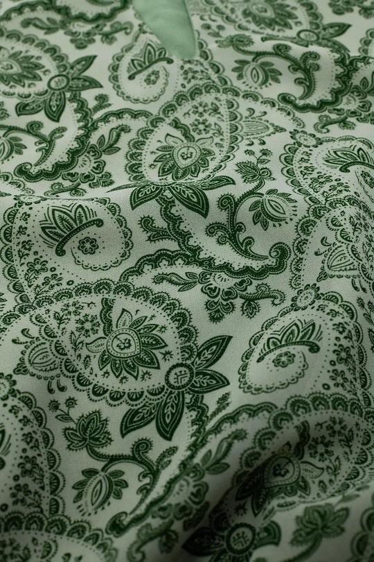 Green chiffon Blouse With Floral Print And Long Balloon Sleeves - Shirts
