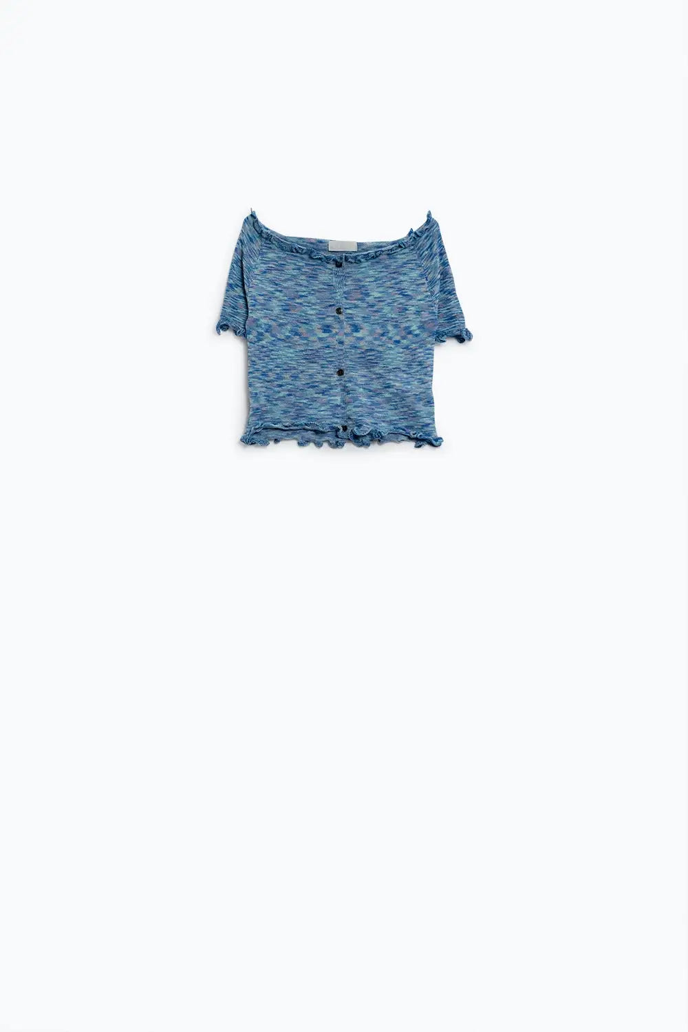 Off The Shoulder Cropped Knitted Top in Blue - Tops Sweaters