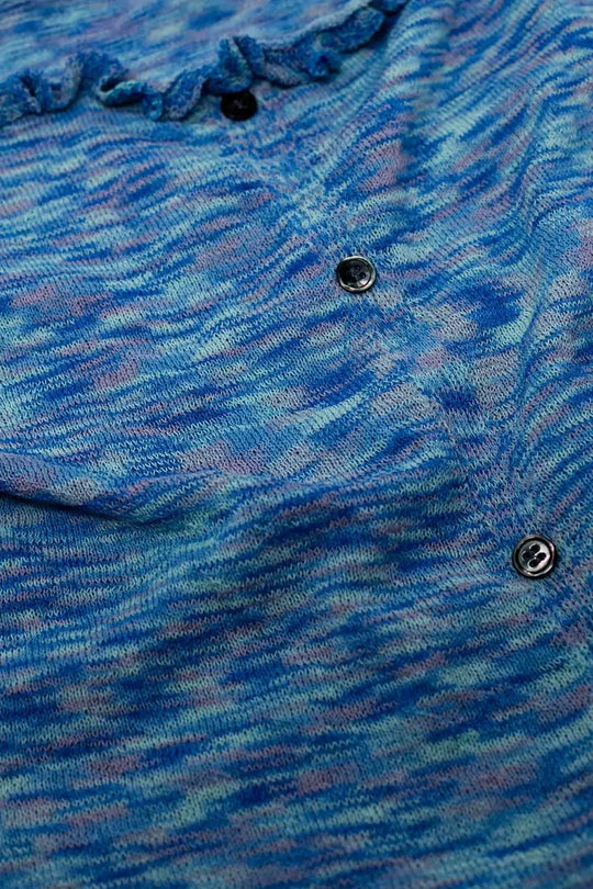 Off The Shoulder Cropped Knitted Top in Blue - Tops Sweaters