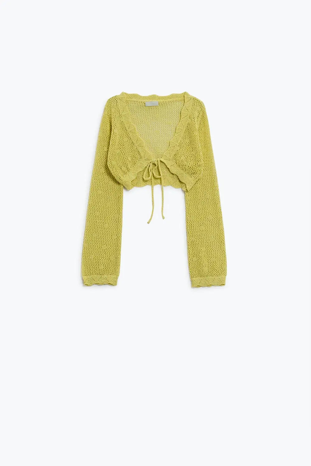 Yellow short crochet cardigan with lurex detail - YELLOW / ONE - Cardigans