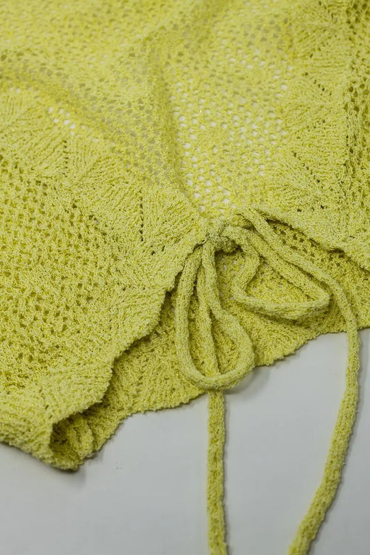 Yellow short crochet cardigan with lurex detail - YELLOW / ONE - Cardigans