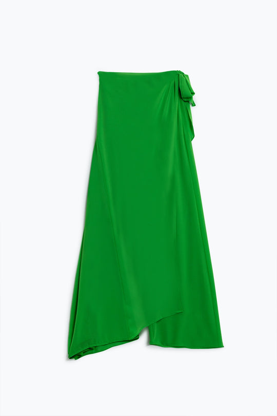 Wide green Pants Overlay Skirt Tied At The Side