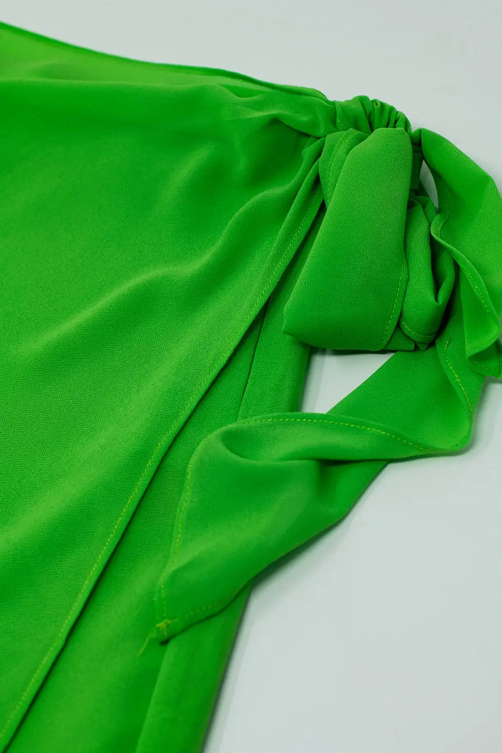 Wide green Pants Overlay Skirt Tied At The Side - Pants