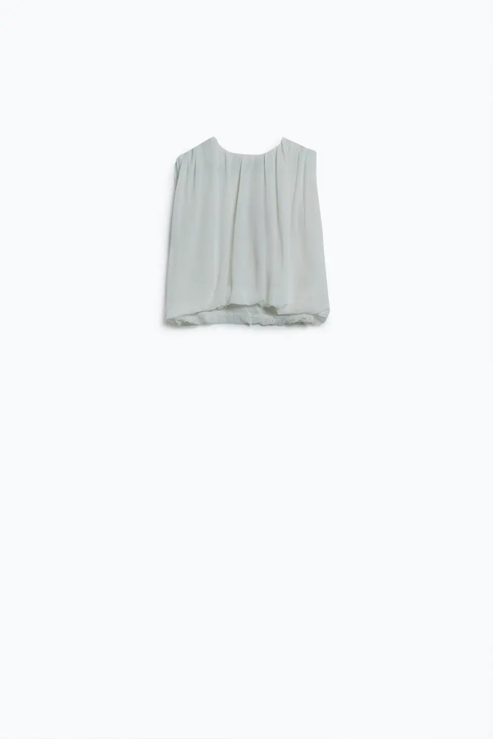 white chiffon Top With Ruche Design - Tops