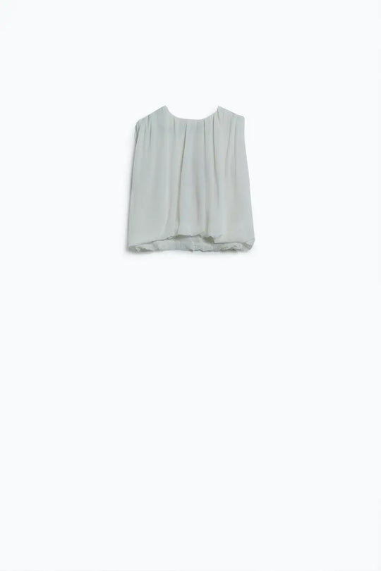white chiffon Top With Ruche Design - Tops