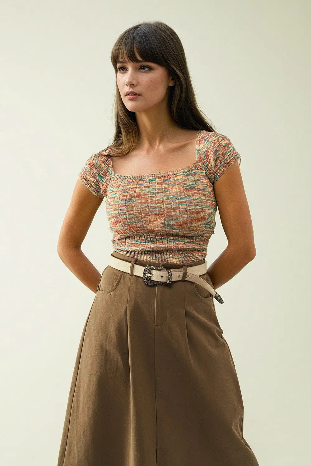Colorful elastic top with bare lower back - Tops Sweaters