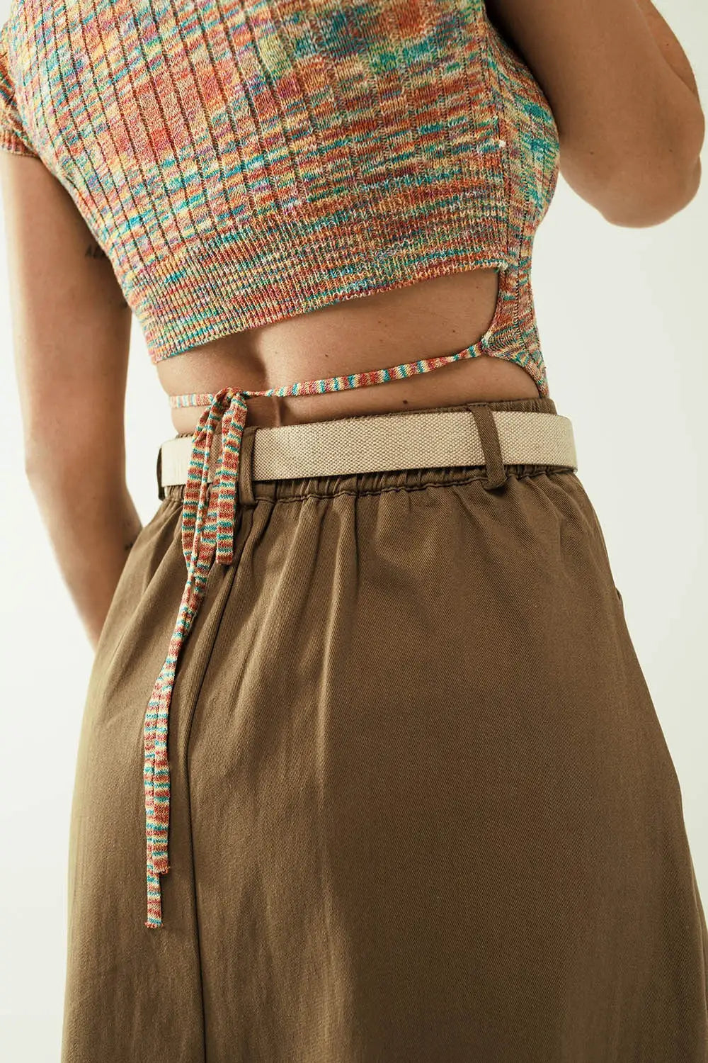Colorful elastic top with bare lower back - Tops Sweaters