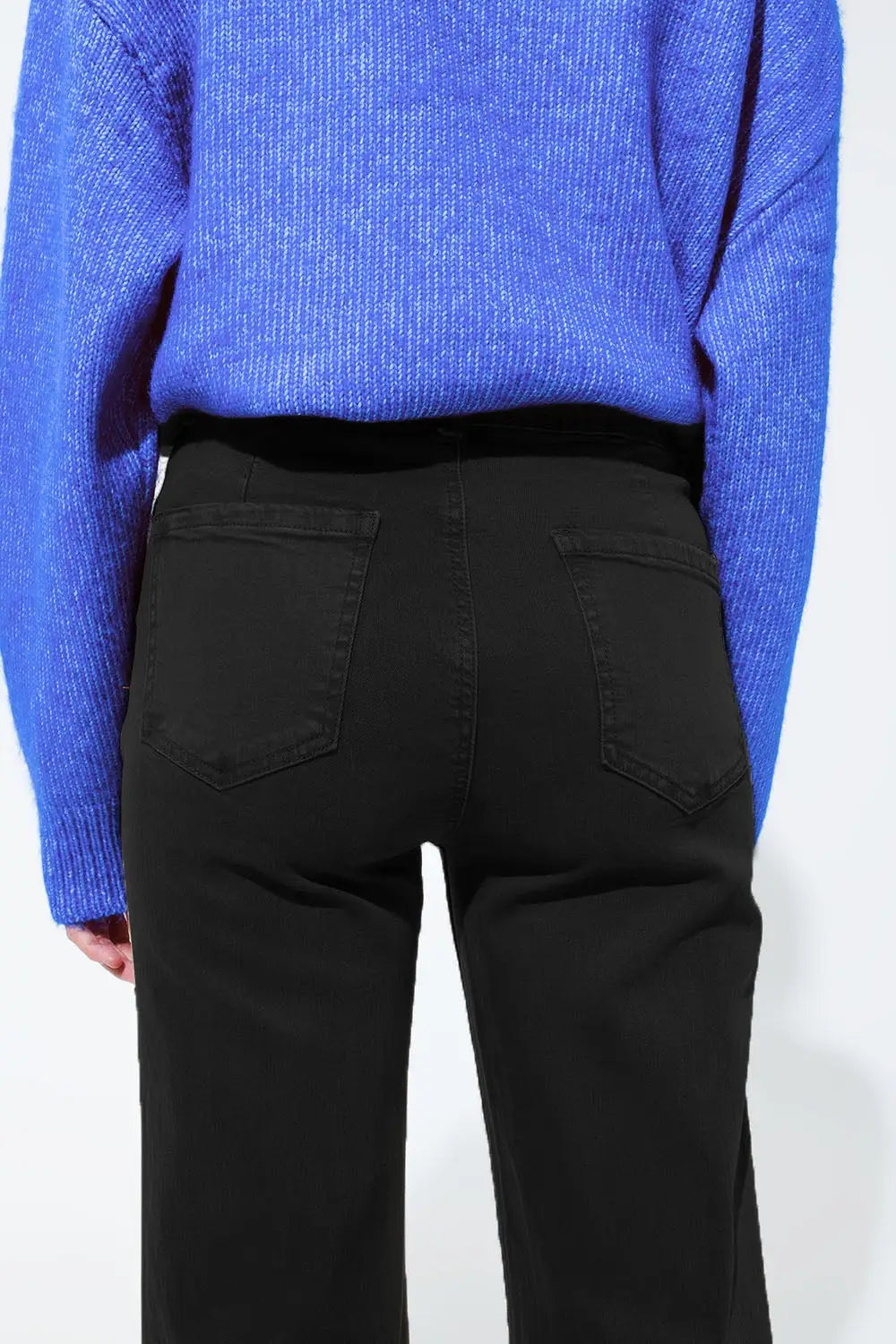 high waisted front pockets flare jeans in black - Colored Jeans