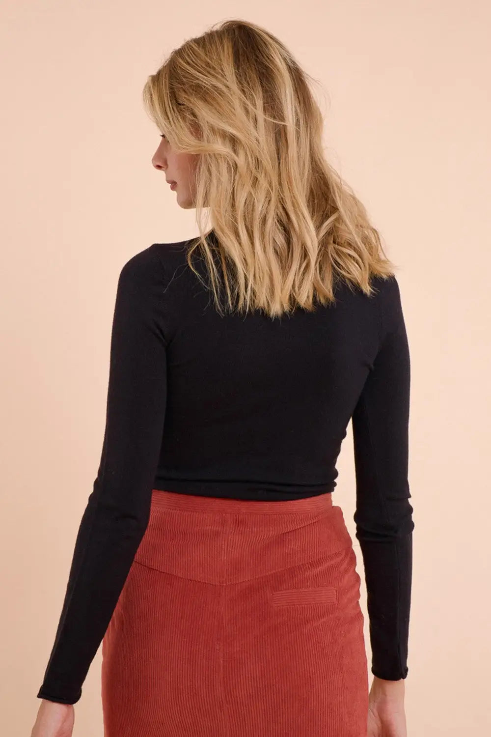 Basic black fine knit bodycon sweater - Sweaters