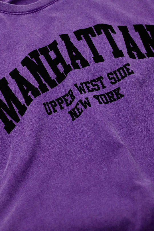 Purple relaxed T-shirt with manhattan text - PURPLE / ONE - T-Shirts