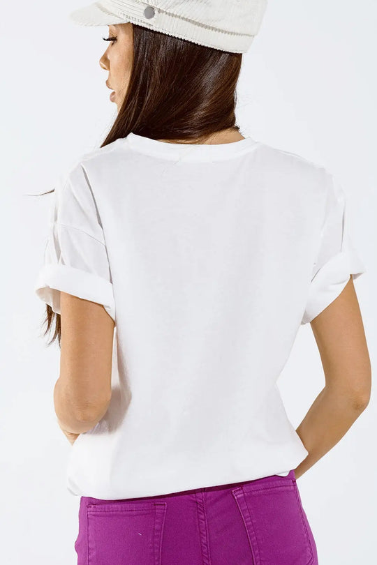 T-shirt with LOVE art deco digital print in white - WHITE / ONE - T-Shirts