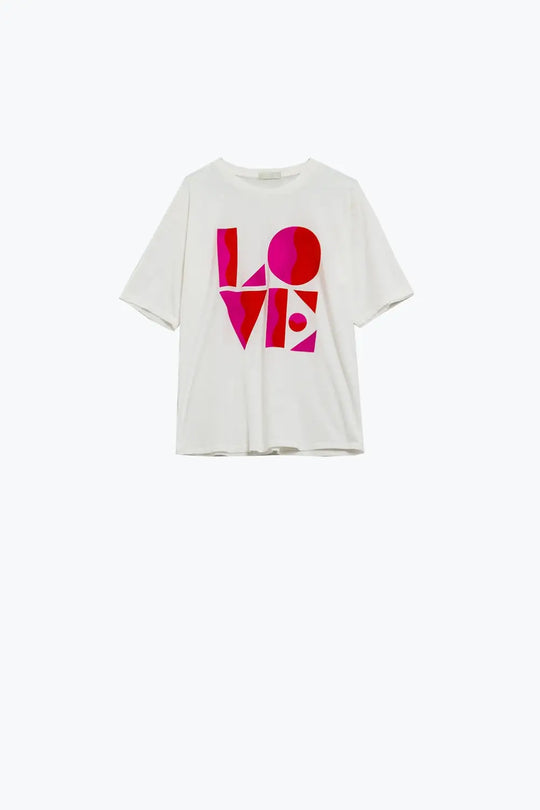 T-shirt with LOVE art deco digital print in white - WHITE / ONE - T-Shirts