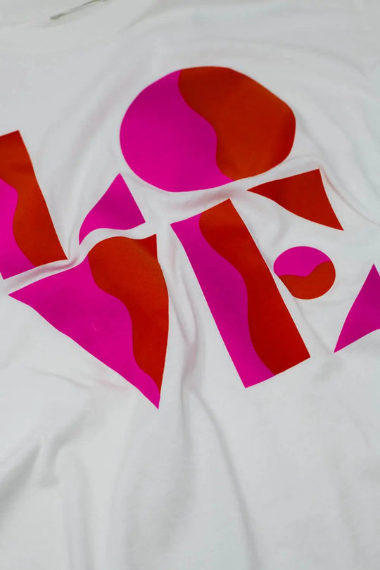 T-shirt with LOVE art deco digital print in white - WHITE / ONE - T-Shirts