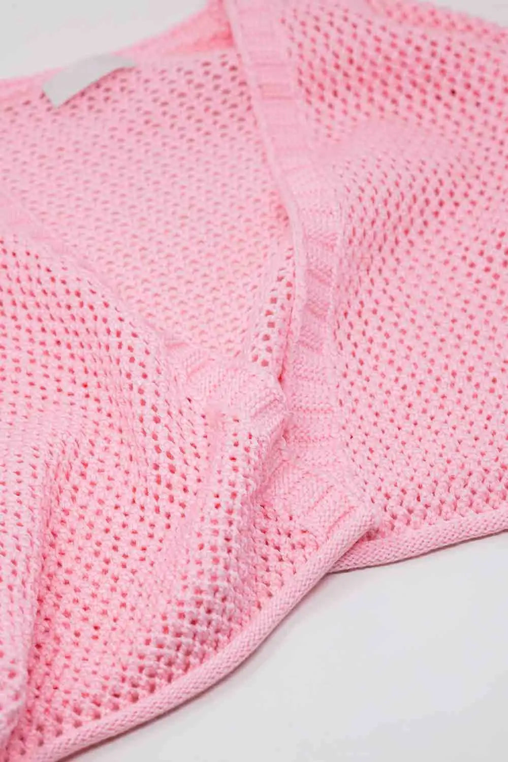 Crochet basic cropped cardigan in baby pink - PINK / ONE - Cardigans