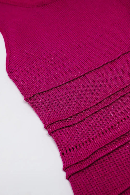 Fuchsia Maxi Crochet Sleeveless Knitted Dress - FUCHSIA / ONE - Dresses