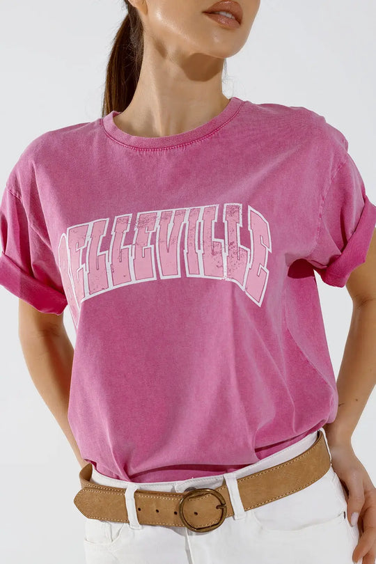 Belleville T-Shirt With Washed Effect In Pink - PINK / ONE - T-Shirts