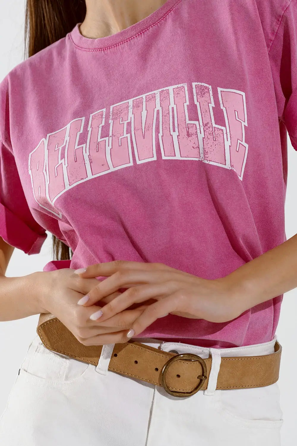 Belleville T-Shirt With Washed Effect In Pink - PINK / ONE - T-Shirts
