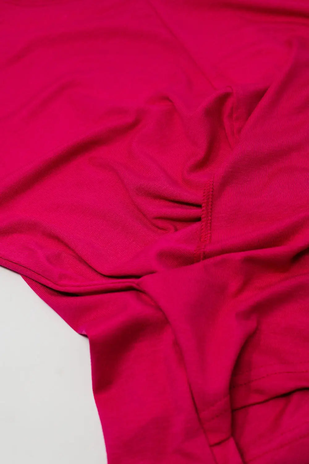Crew neck T-Shirt with draped design and cap sleeve In Fuschia - T-Shirts Tops