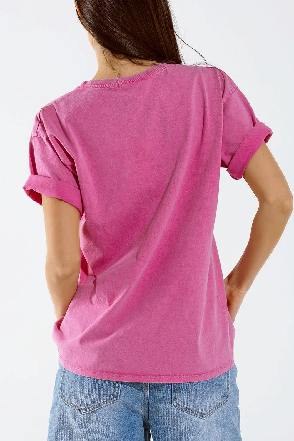 Washed Effect Hawaii T-Shirt In Fuchsia - FUCHSIA / ONE - T-Shirts