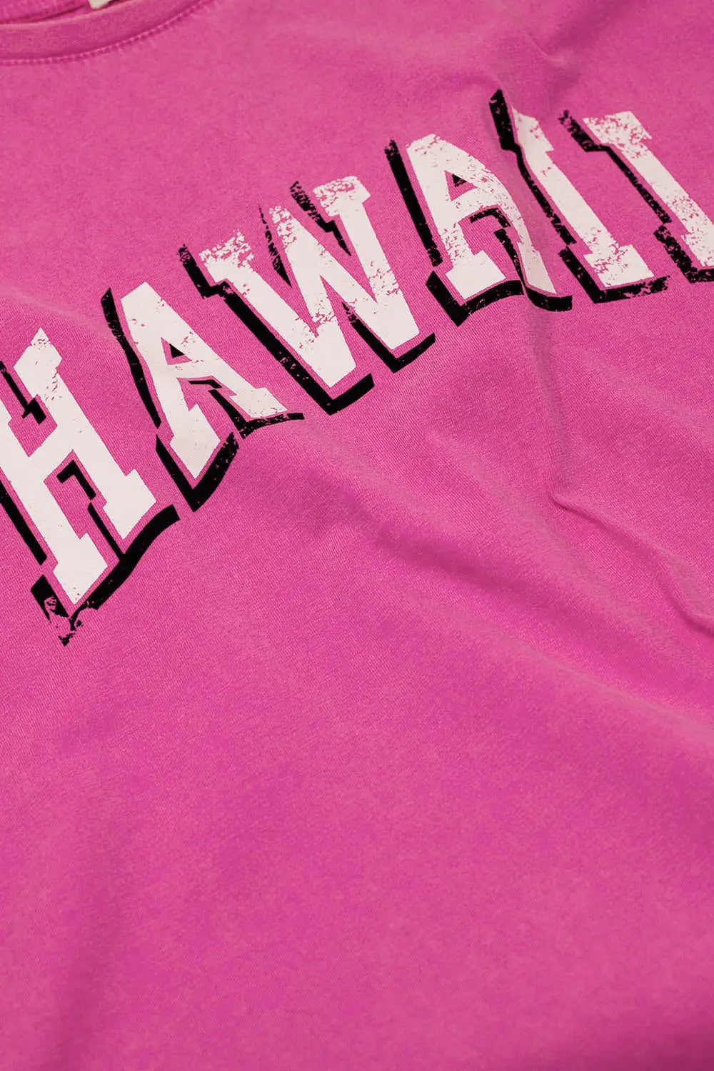 Washed Effect Hawaii T-Shirt In Fuchsia - FUCHSIA / ONE - T-Shirts