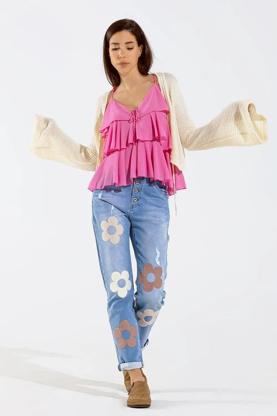 Long Bell Sleeve Knitted Cardigan in Cream With knot detail - BEIGE / ONE - Cardigans