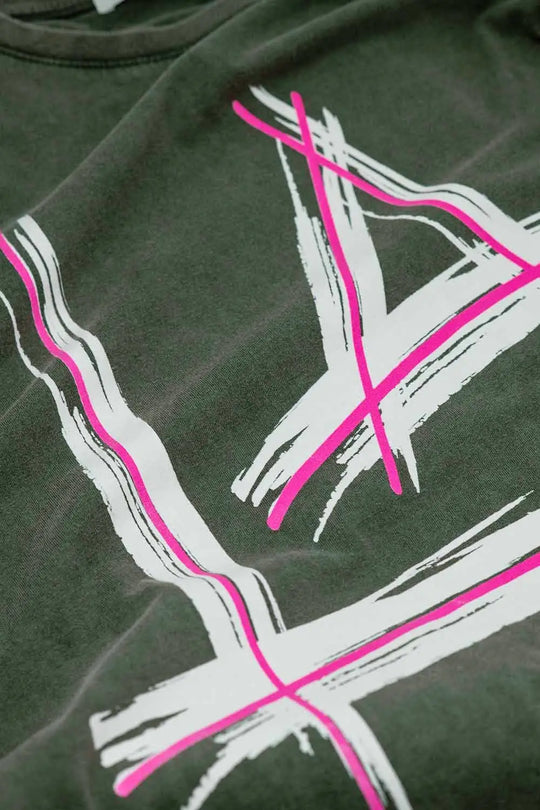 Grey oversize t-shirt Prints LA Los Angeles in pink and white - GRAY / ONE - T-Shirts