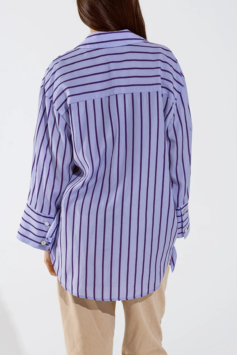 Lavander shirt with purple stripes and chest pockets - PURPLE / ONE - Shirts