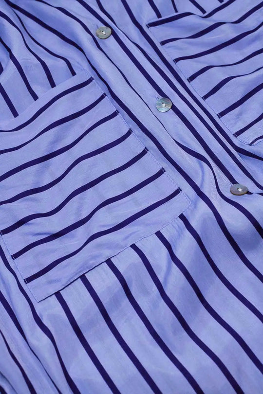Lavander shirt with purple stripes and chest pockets - PURPLE / ONE - Shirts